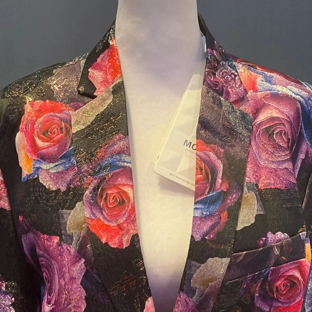 Men’s Jacquard Single Breasted Slim Fitted Suit Blazer Size NWT
